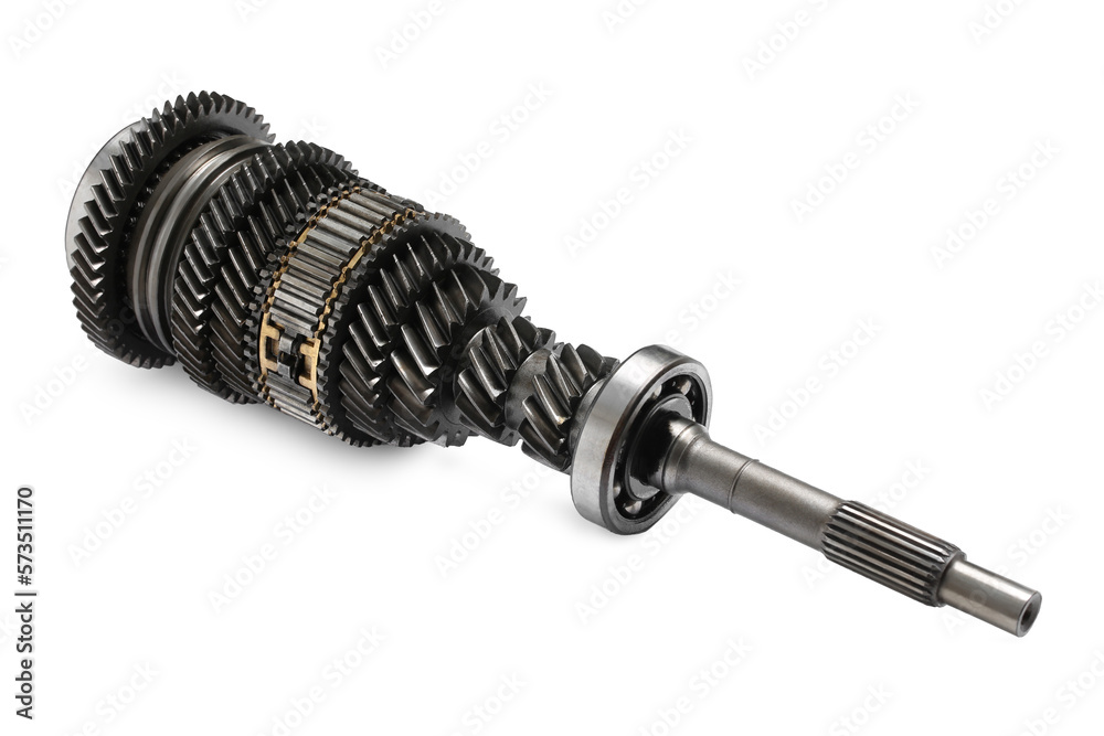 New gearbox secondary shaft on white background New gearbox secondary shaft on white background
