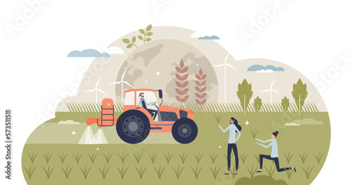 Green revolution and agriculture productivity increase tiny person concept, transparent background. Grain crops production boost with irrigation, pesticides and fertilizers as effective method.