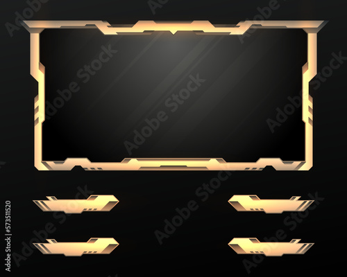 Abstract bronze game gui live stream overlay webcam screen panel frame template design