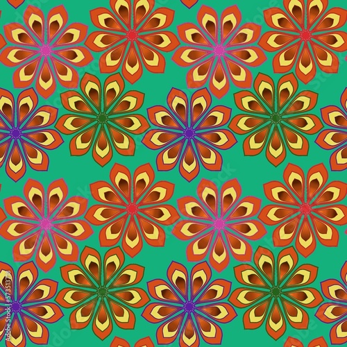 Seamless pattern tile of colourful flowers 