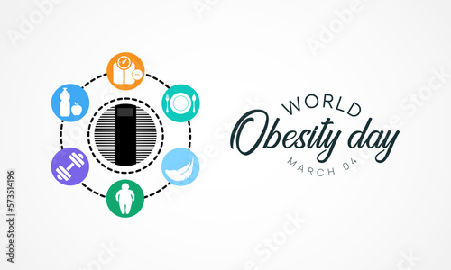 World Obesity day is observed every year on March 4, with the view of promoting practical solutions to end the global obesity crisis. Vector illustration