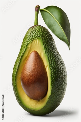 Sliced ripe Avocado on white background. Healthy food concept generative ai