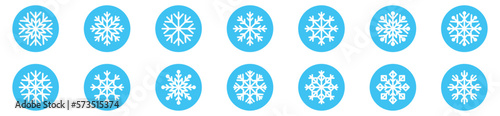 Snowflake icons set in the circle. Blue snowflake icons vector. Snow symbol collection. Snow in winter at christmas symbol, vector illustration