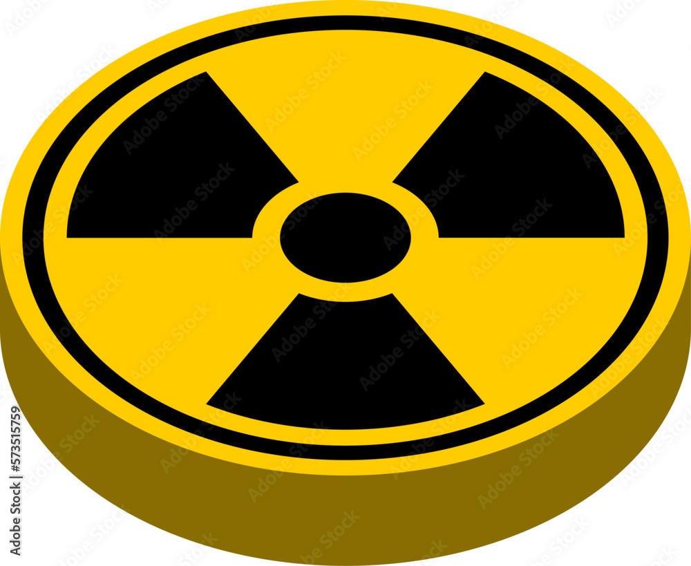 3D Style Push Button Icon with Nuclear Hazard Radiation Danger Sign. Vector Image. 3D Style Push Button Icon with Nuclear Hazard Radiation Danger Sign. Vector Image.