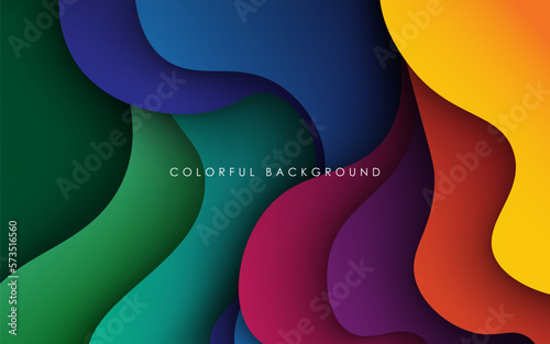 multi colored abstract red orange green purple yellow colorful gradient papercut overlap layers background. eps10 vector