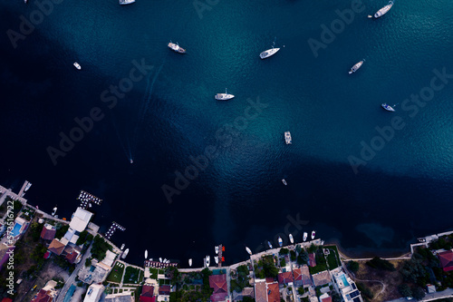 Bay with boats on Lefkada island. Nydri village. photo