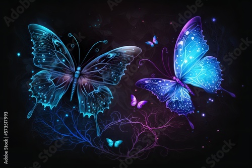 Beautiful background with colorful butterfies