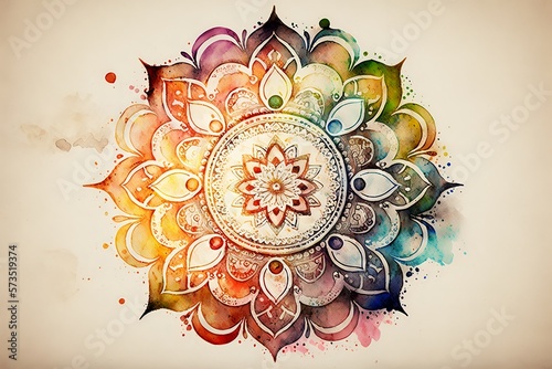 Colorful mandala in watercolor style