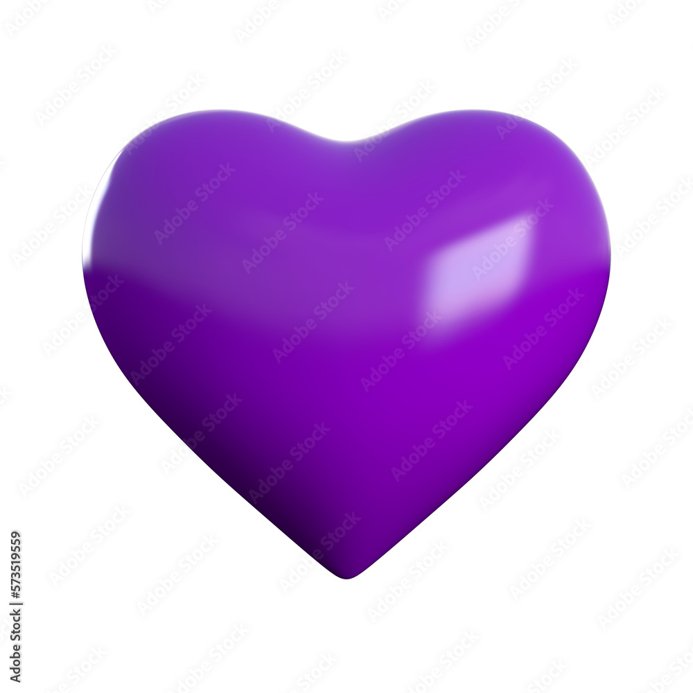 3D illustration of purple color heart 3D illustration of purple color heart