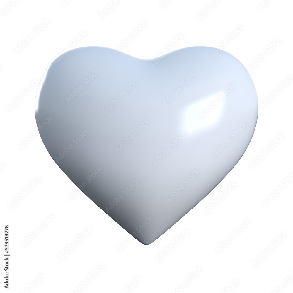 3D illustration of white color heart 3D illustration of white color heart