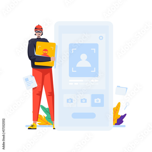 Cybercrime fake account change user profile vector illustration