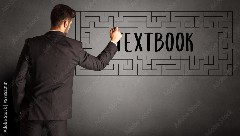 businessman drawing maze concept businessman drawing maze concept