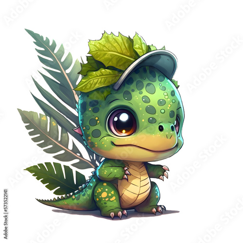 Cartoon Baby Dilophosaur Kawaii Dinosaur photo