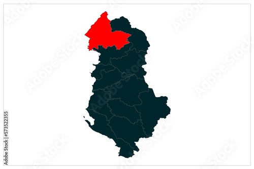 Shkoder map illustration on white background