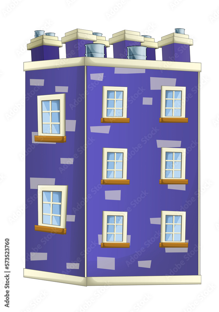 cartoon scene with urban city house building isolated illustration for children