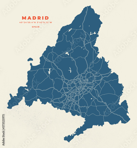 Community of Madrid area map vector poster flyer