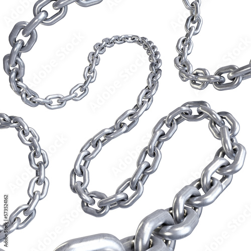 3d illustration of metal chain on isolated white background photo