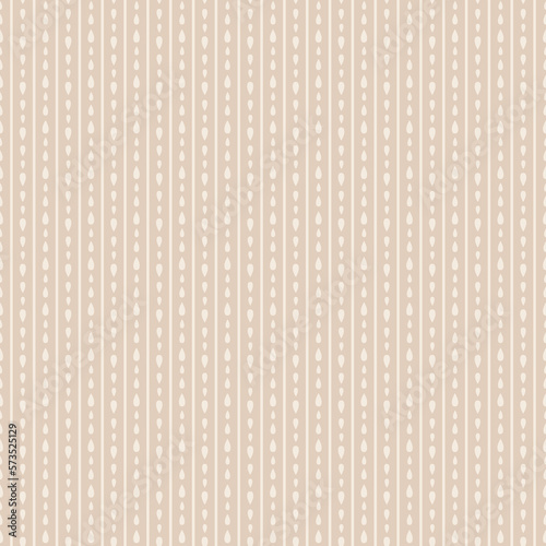 Seamless Pattern of cream teardrop stripes on a beige background. 