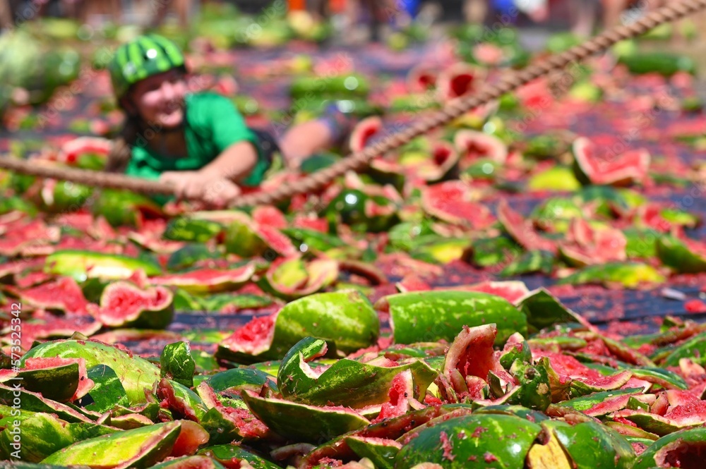 Unrecognizable female watermelon skiing at The Chinchilla Melon Festival