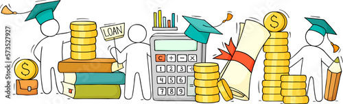 Student loan concept with credit calculator