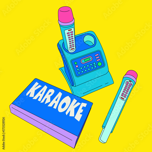 Karaoke set on yellow background
 photo