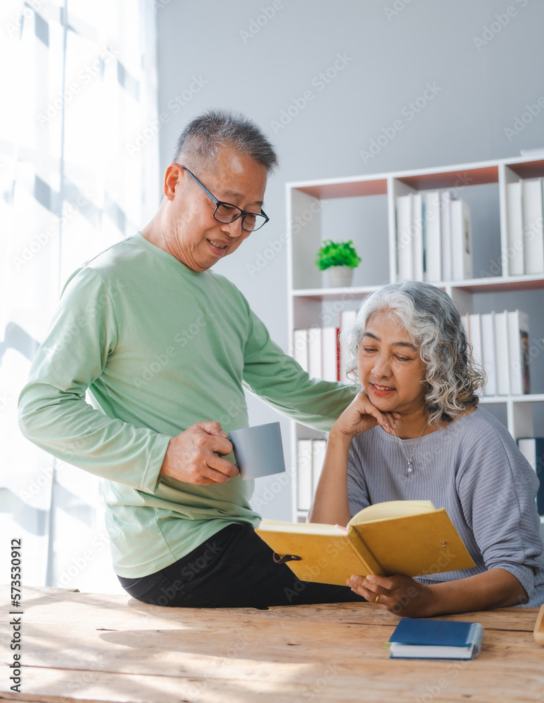 Elderly couple asian people grandfather and grandmother living together in retirement Concept of elderly health and health insurance. Elderly couple asian people grandfather and grandmother living together in retirement Concept of elderly health and health insurance.