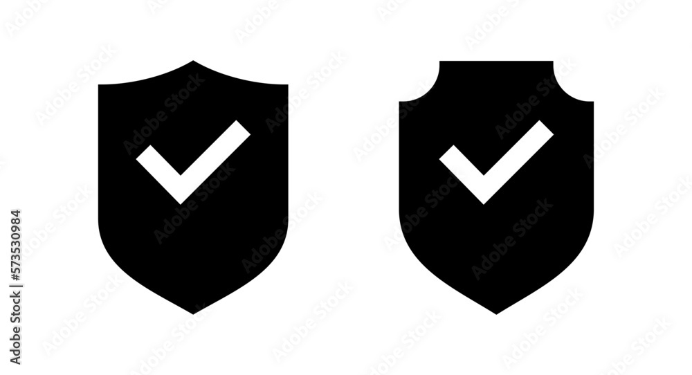 Shield check mark icon vector illustration. Protection approve sign. Insurance icon