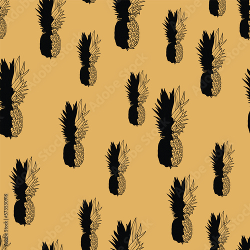 Vector juicy pineapples seamless pattern background. Perfect for fabric, scrapbooking and wallpaper projects. 