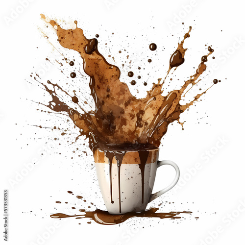 Oil Painting Splatter Cup Of Coffee Illustration