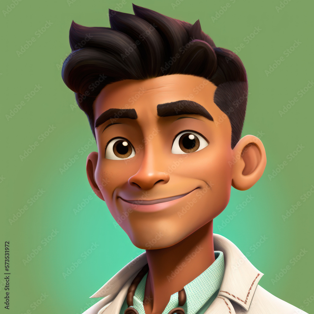 Cartoon Close up Portrait of Smiling Pacific Islander Charming Young Man Doctor on a Colored Background. Illustration Avatar for ui ux. - Post-processed Generative AI Cartoon Close up Portrait of Smiling Pacific Islander Charming Young Man Doctor on a Colored Background. Illustration Avatar for ui ux. - Post-processed Generative AI