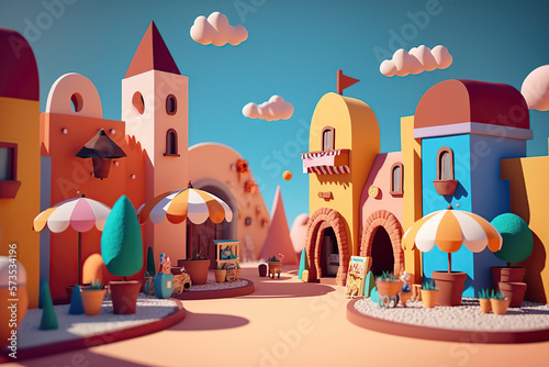Doll resting place in a toy town ai generated