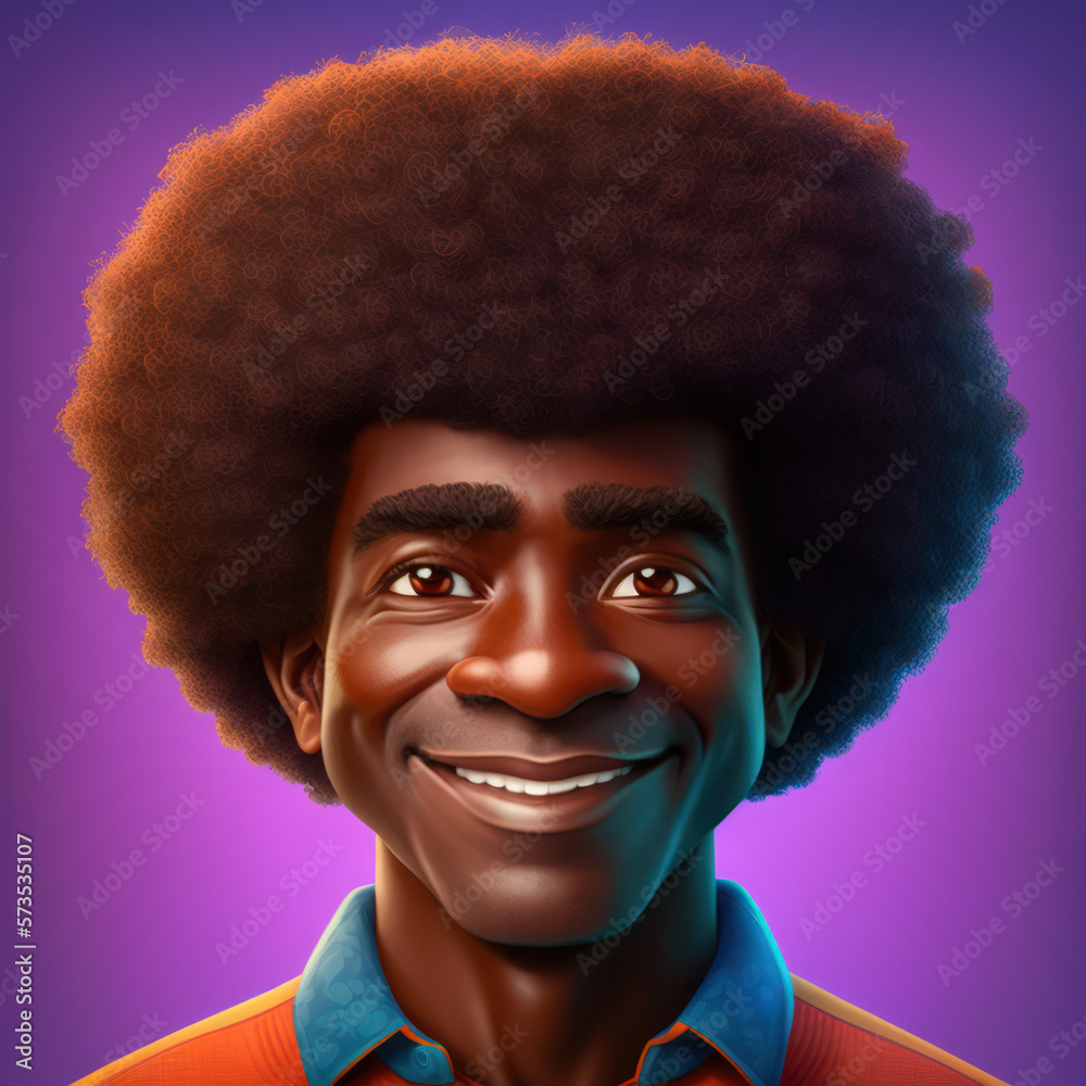 Cartoon Close up Portrait of Smiling Afro-Caribbean Radiant Senior Man ...