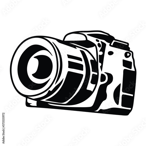kit lens camera logo facing top left line art