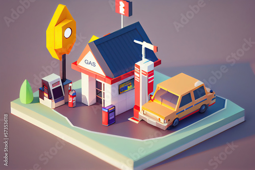 Refilling fuel  road shop  repair service. Petroleum gas station and cars. Petrol tank  gasoline  price  generated by IA