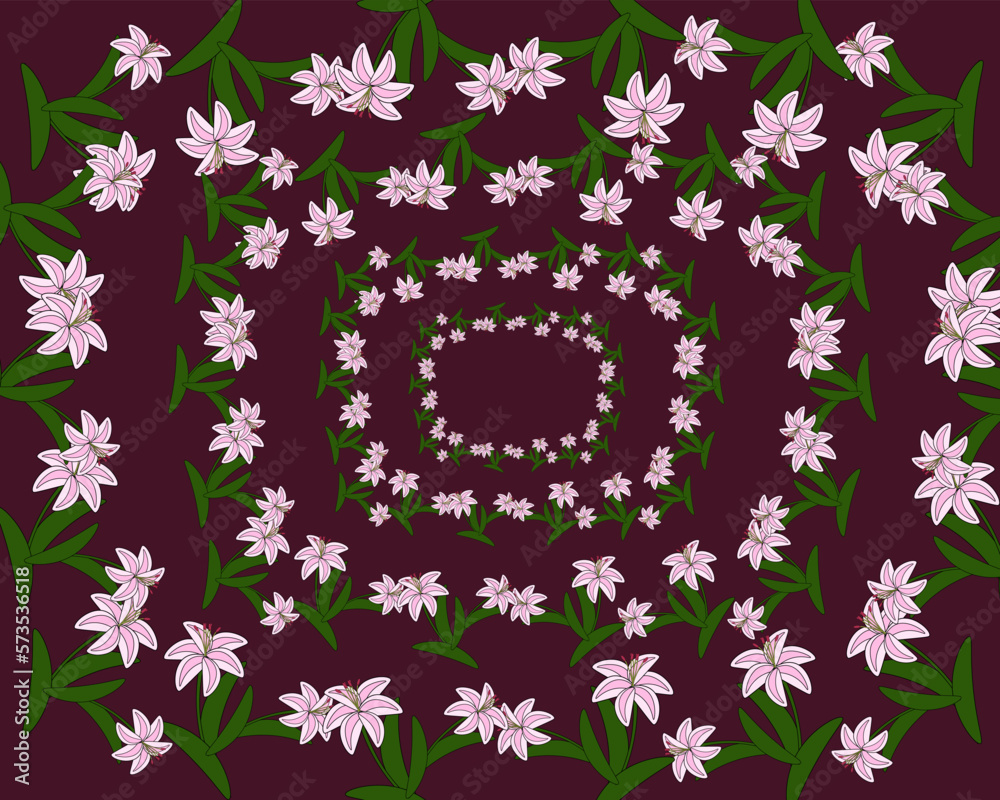 Creative backdrop with pink lily on viva magenta background. 