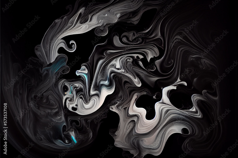 Abstract black watercolor marble background. Generative AI
