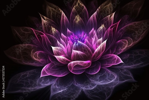 illustration  purple pink spectral lotus flowers  ai generative