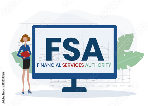 FSA - Financial Services Authority acronym, business concept. Vector infographic illustration for presentations, sites, reports, banners