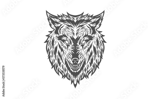 wolf head tribal tattoo