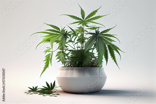Cannabis in a pot. Generative AI  Generative  AI