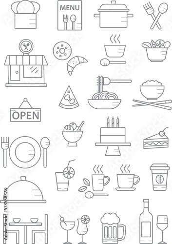 Vector restaurant outline icons set 3 