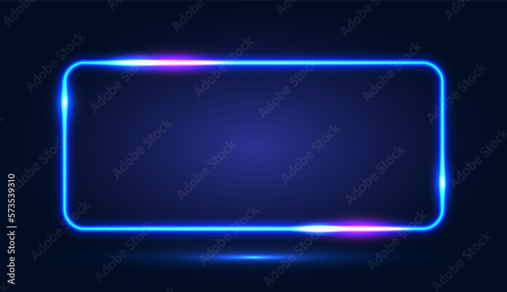 Neon rectangular frame with shining effects on a dark blue red background. An empty glowing technophone. Vector EPS 10. Neon rectangular frame with shining effects on a dark blue red background. An empty glowing technophone. Vector EPS 10.