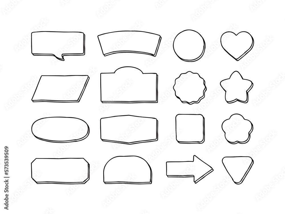 ペンで描いた手書きの線のシンプルなベクター図形フレームセット ペンで描いた手書きの線のシンプルなベクター図形フレームセット