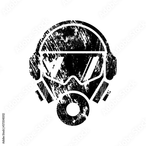 Distressed gas mask with goggle and headset