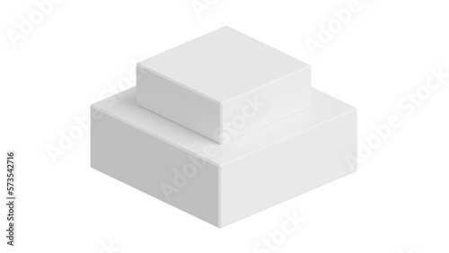 white  modern squared podium stage platform step on white, 3d rendering of podium png transparent, of presentation show product display studio scene or cosmetic place stand