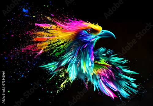 Colorful, splash paint of an Eagle. AI generated art. © Artifusion Gallery