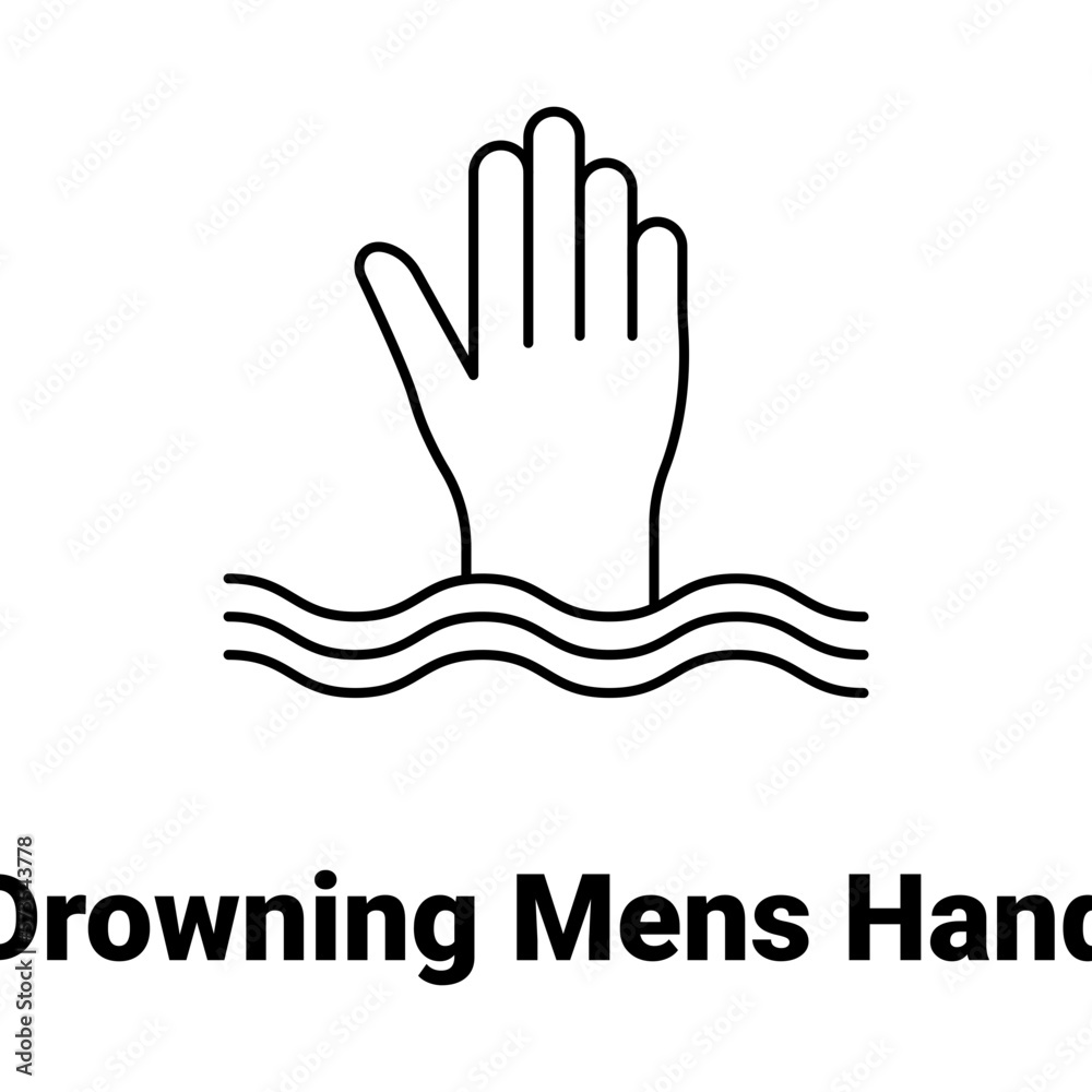 Fototapeta premium Drowning mens hand Vector Icon