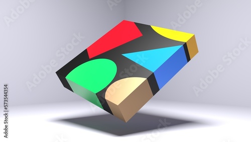 Free Download Rectangular box with different coloured partitions. concept 3d render. perspective view. colourful object isolated on white background - GFXLoad