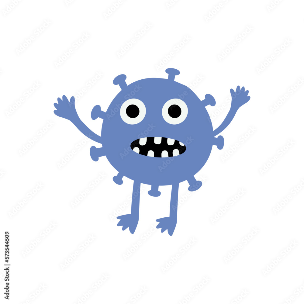 Cute Microorganism isolated on white background. Infectious germ, protist, microbe. Disease causing bacteria, viruses. Bright colored cartoon kids vector illustration. Cute Microorganism isolated on white background. Infectious germ, protist, microbe. Disease causing bacteria, viruses. Bright colored cartoon kids vector illustration.