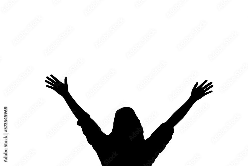 silhouette women hand up silhouette women hand up